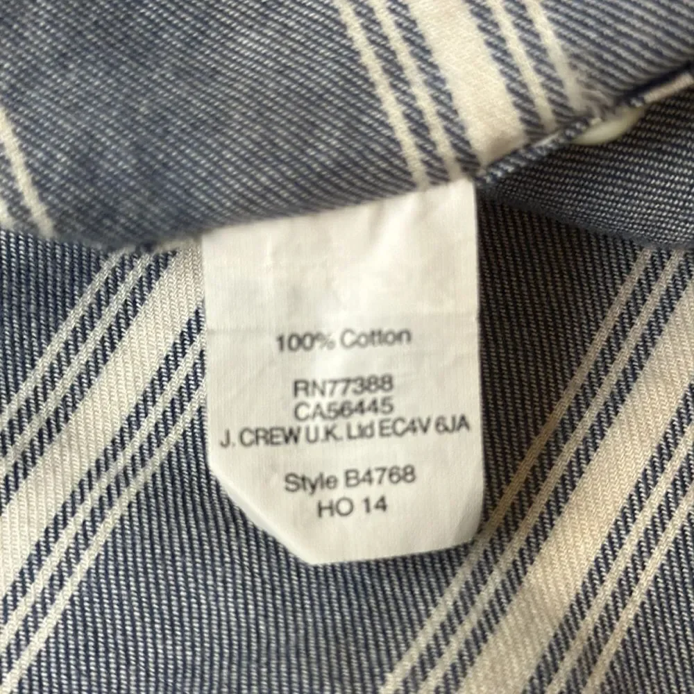 J. Crew Work Shirt | Blue White Striped Twill Rugby Camp Shirt | Size L